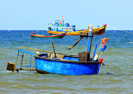 sea landscape, boat, Vietnamの写真素材