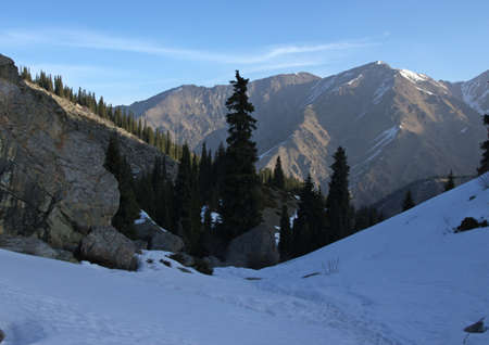 winter mountains, Almaty, Kazakhstanの写真素材