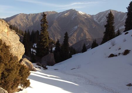winter mountains, Almaty, Kazakhstanの写真素材