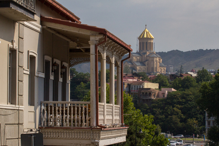 elelments of buildings, church and mountains on horizonの写真素材