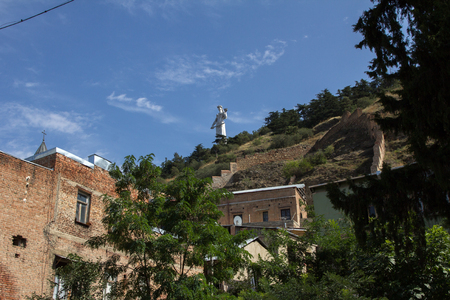 elements of buildings, church and mountains on horizonの写真素材