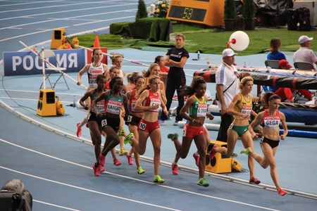 Group of athletes running, XIV IAAF World Championships, Moscow, 2013のeditorial素材