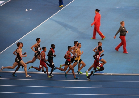 Group of athletes running, XIV IAAF World Championships, Moscow, 2013