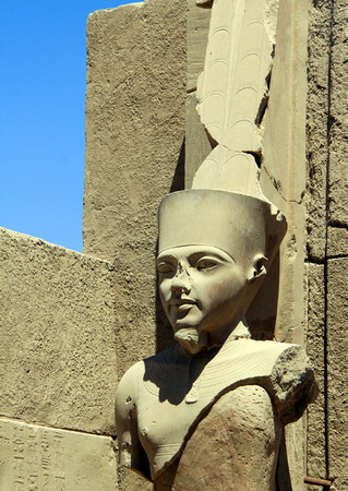 Detail of the Karnak Temple Complex. Statue of pharaoh.の写真素材