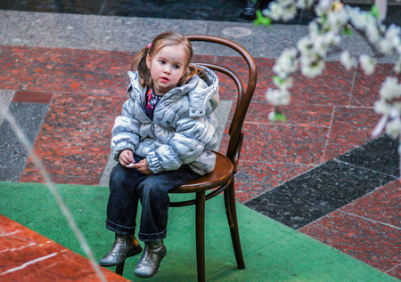 2010.04.03, Moscow, Russia. Little boring girlのeditorial素材
