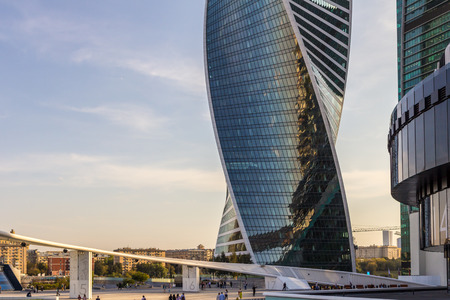 2019.09.12, Moscow, Russia. Moscow buildings under construction around Moscow City. Contemporary architecture of Russia. Elements of Moscow City buildings.のeditorial素材