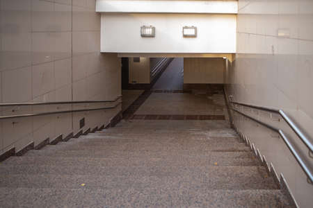 Perspective of the interior of the underpass. Moscow cityscape.の写真素材