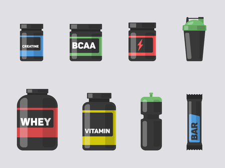 Sport and fitness nutrition set.のイラスト素材
