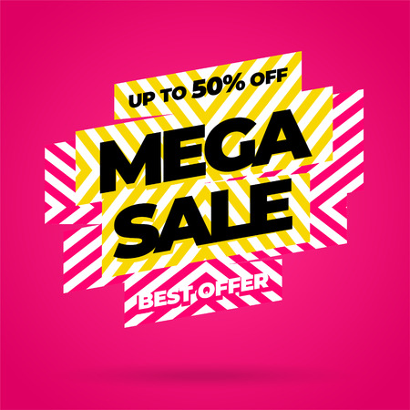 Sale banner template design, Mega sale special offer. end of season special offer banner. vector illustration.のイラスト素材