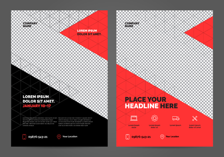 Geometry Red Brochure Layout template, cover design background, annual reports.のイラスト素材