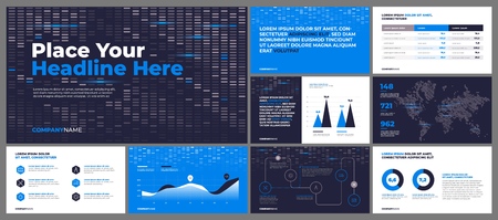Presentation template design. Business data graphs. Vector financial and marketing charts.のイラスト素材
