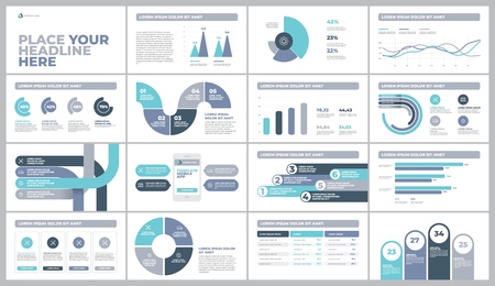 Presentation Template design. Business data graphs. Vector financial and marketing charts.のイラスト素材