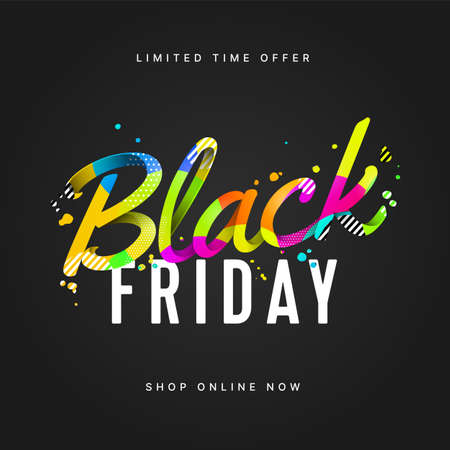 Black friday sale with colorful lettering. Screen backdrop for stories and post, mobile app, banners, cards. Stories template.のイラスト素材
