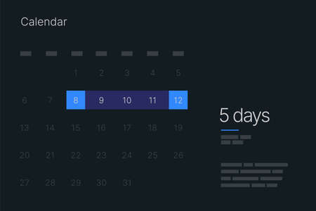 Elements of infographics on a dark background. Use in presentation templates, mobile app and corporate report. Dashboard UI and UX Kit.のイラスト素材