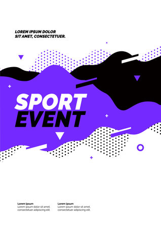 Poster design with dynamic waves for sports event, competition or championship. Sports background.のイラスト素材