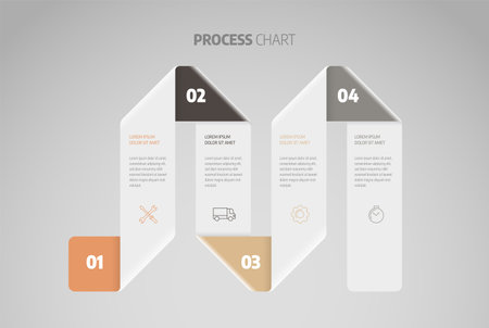 Process chart. Business data element of chart, graph, diagram with 4 steps, options, parts, processes. Infographics design vector and marketing icons.のイラスト素材