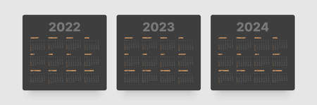 Monthly calendar for 2022, 2023 and 2024 years. Week Starts on Sunday.