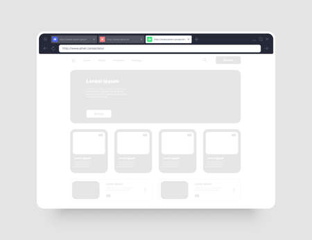 Web browser concept. Wireframes screens. Web window screen mockup.のイラスト素材