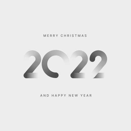 Happy New Year 2022 and Merry Christmas. Vector illustration with inscription 2022 for flyer, banner...