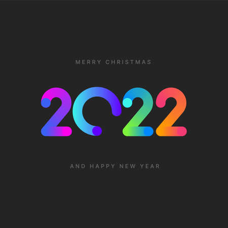 Happy New Year 2022 and Merry Christmas. Vector illustration with inscription 2022 for flyer, banner or social media.のイラスト素材