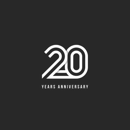 20 years anniversary sign isolated on black background for celebration event.のイラスト素材