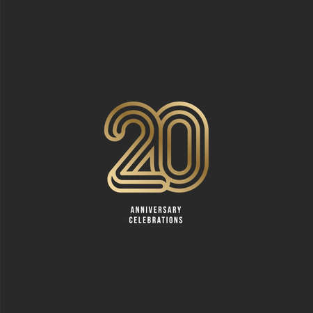20 years anniversary sign isolated on black background for celebration event.のイラスト素材