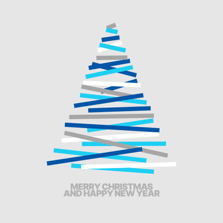 Vector illustration with abstract Christmas tree for flyer template, greeting card, poster, banner or social media. Happy New Year and Merry Christmas. Christmas tree made of geometric shapes.のイラスト素材