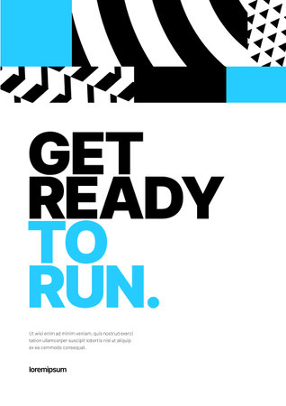 Vector layout template design for run, championship or sports event. Poster design with abstract running track on stadium with lane. Design for flyer, poster, cover, brochure, banner or background.のイラスト素材