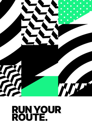 Vector layout template design for run, championship or sports event. Poster design with abstract...