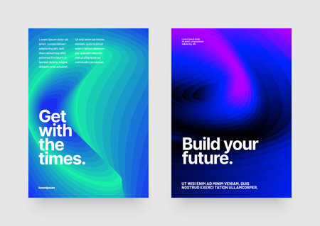 Embrace the future with stunning electric blue graphics and multimedia displays. Build your brand with transparency and magenta accents. Layout template for events, companies or any business related.のイラスト素材