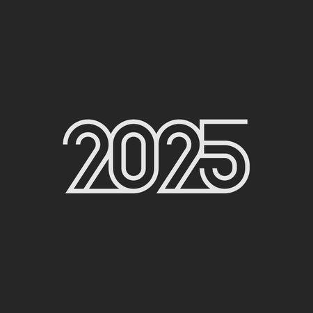 2025 typography design concept. 2025 number design for New Year. Sign for flyer, postcard, poster or banner.のイラスト素材
