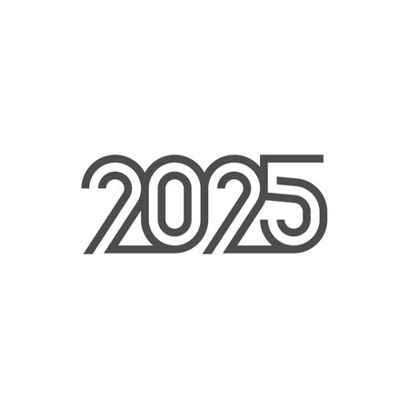 2025 number design for New Year. Sign for flyer, postcard, poster or banner.のイラスト素材
