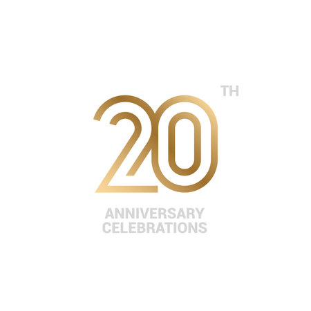 20 years anniversary  design on white background for celebration event. 20th celebration emblem.のイラスト素材
