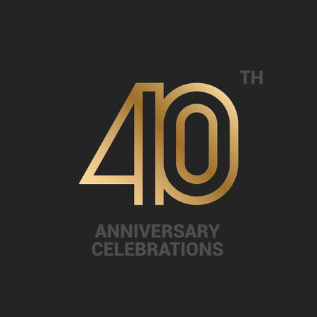 40 years anniversary  design on black background for celebration event. 40th celebration emblem.のイラスト素材