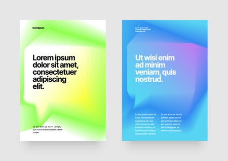 Layout template with fluid gradient background for flyer, poster or banner. Font and paper product with fluted glass effect used for message.のイラスト素材