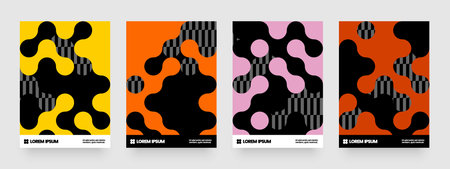 Cover with mosaic circles. Abstract bauhaus geometric pattern with metaball fusion. Layout for ,...