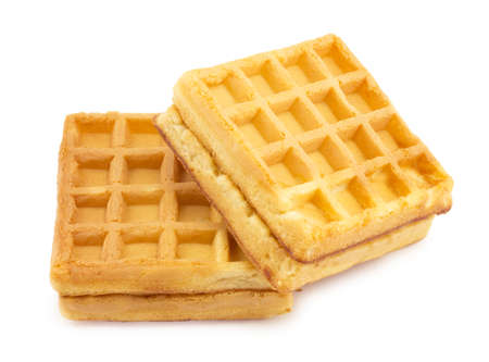 wafer biscuits on white backgroundの写真素材