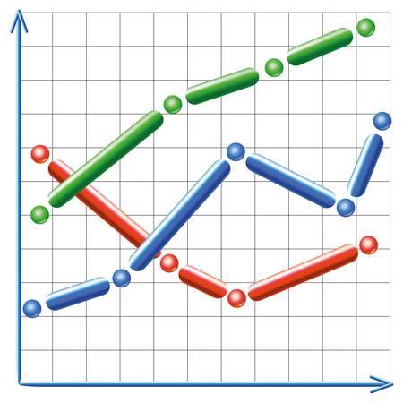  business graphs showing the growth and declineのイラスト素材