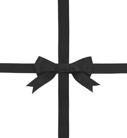 satin ribbon with a bow isolated on white backgroundの写真素材