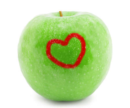 red apple on the white backgroundの写真素材