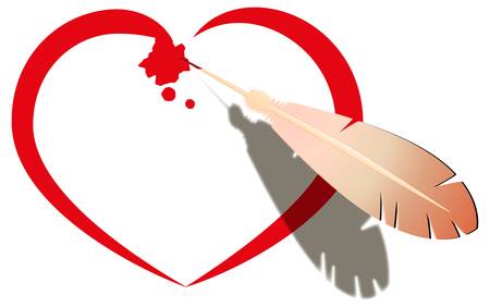 drawn with pen and ink heart cardのイラスト素材