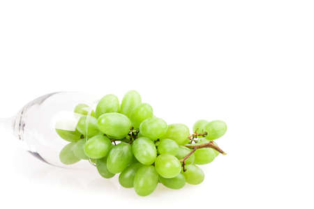grape wine glass  isolated on white backgroundの写真素材