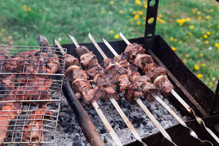 roasted meat barbecue grills shashlikの写真素材