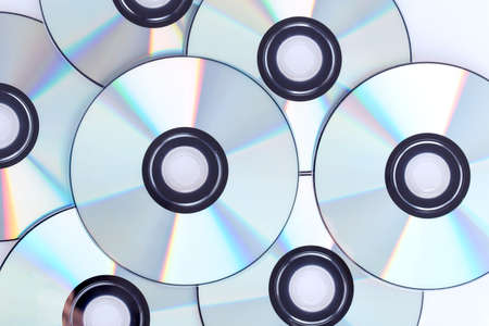 compact discs on a white backgroundの写真素材