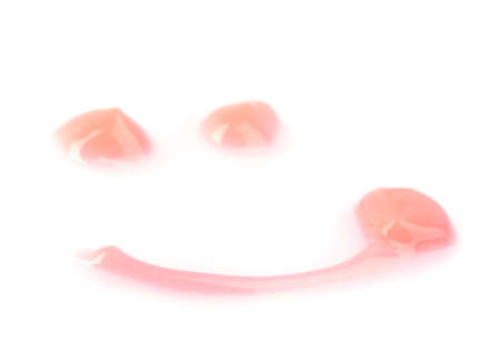 cream smile isolated on white backgroundの写真素材