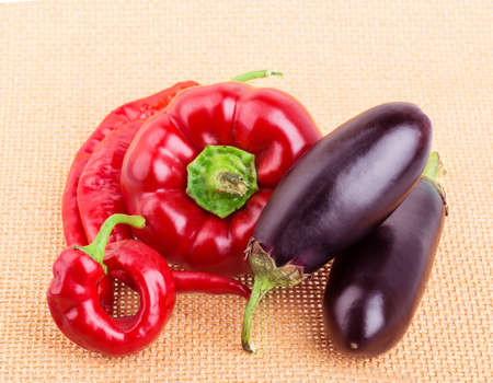 pepper, eggplant, hot peppers canvasの写真素材