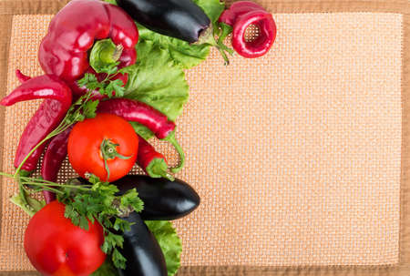 pepper, eggplant, hot peppers canvasの写真素材