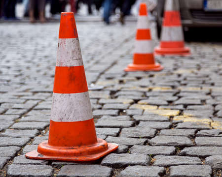 traffic cone on the sett 