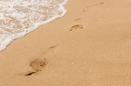 sandy beach, sea shore with waves