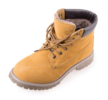 brown boots Isolated on white の写真素材